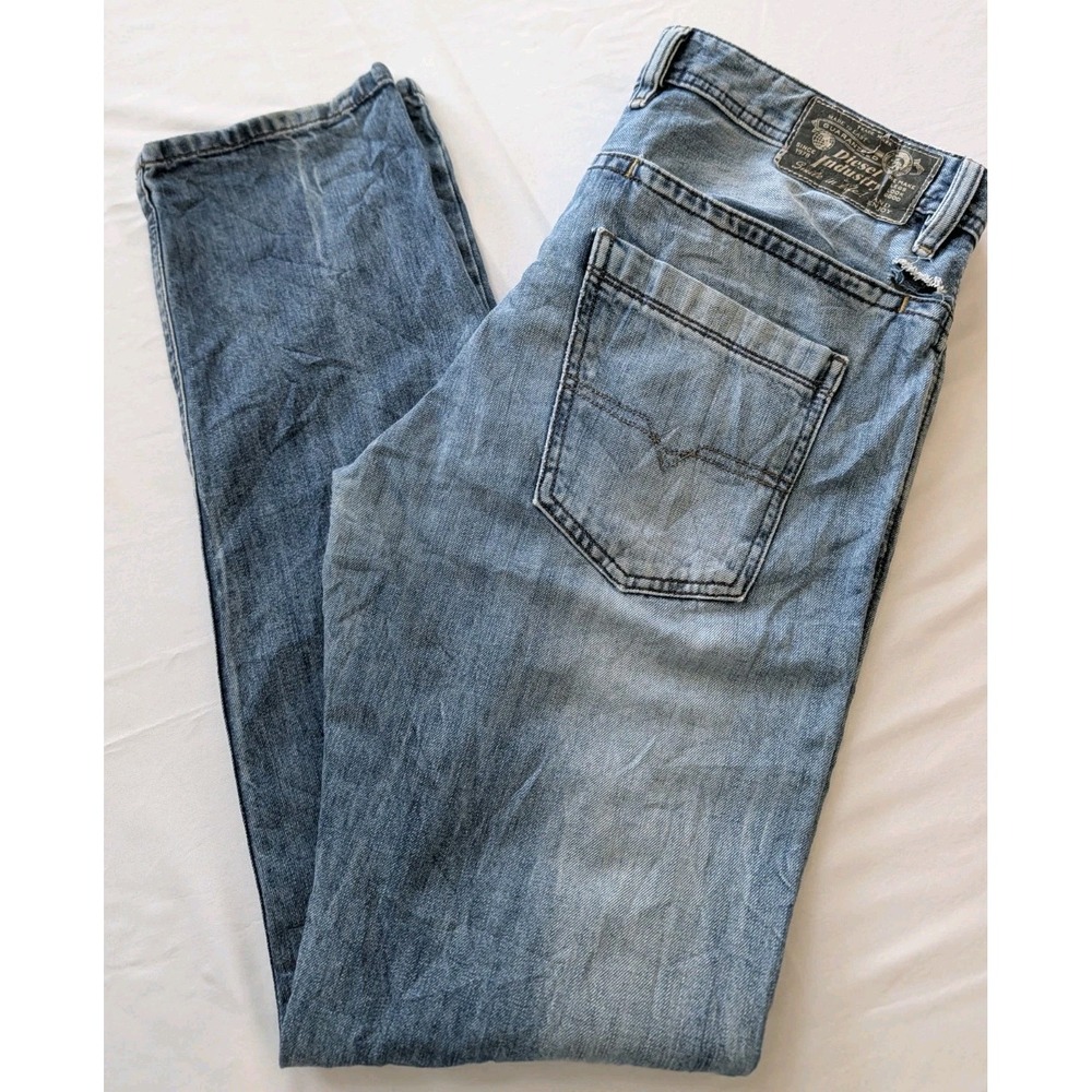 DIESEL Braddom Jeans Mens 33x32 (36x33) Regular Slim Carrot Denim Distressed Y2K